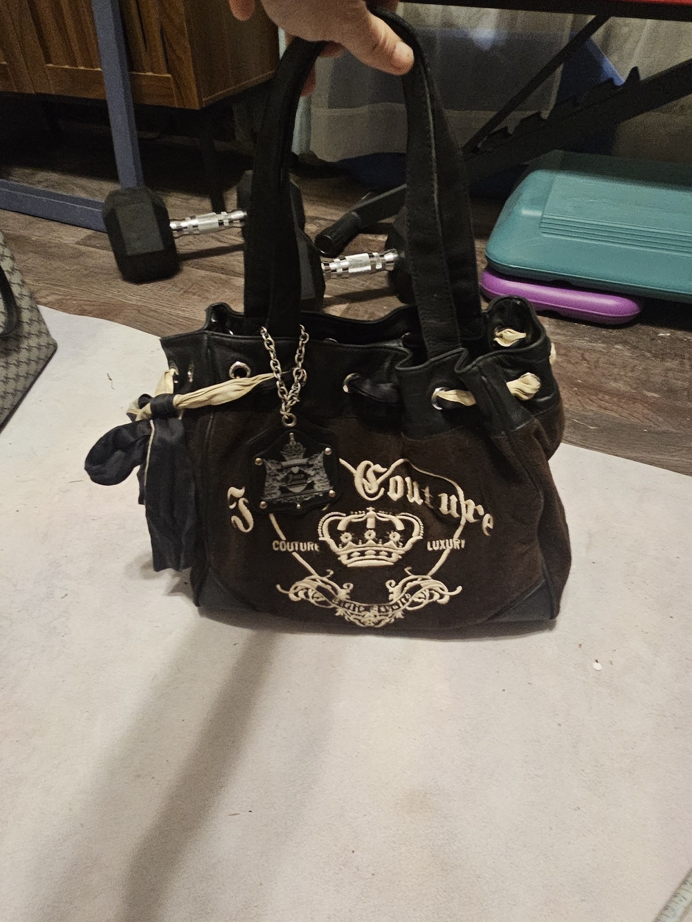 Juicy Couture Black and Brown Logo Tote Bag